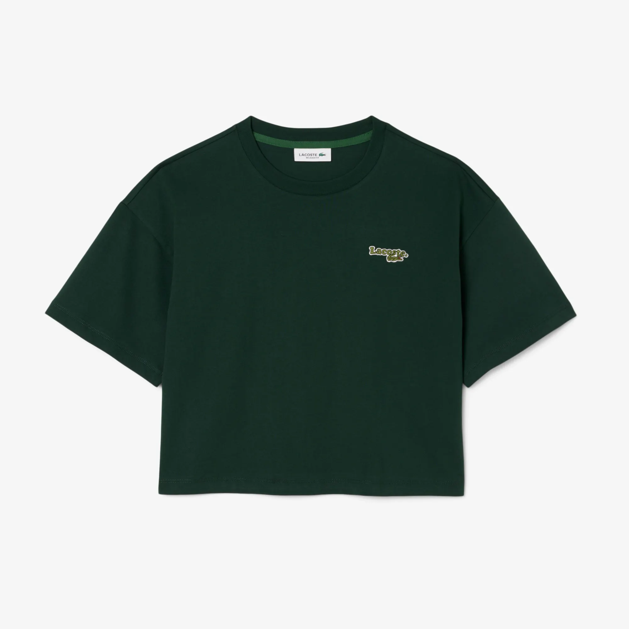 Lacoste Dark Green Embroidered Logo Oversized T-Shirt - Image 4