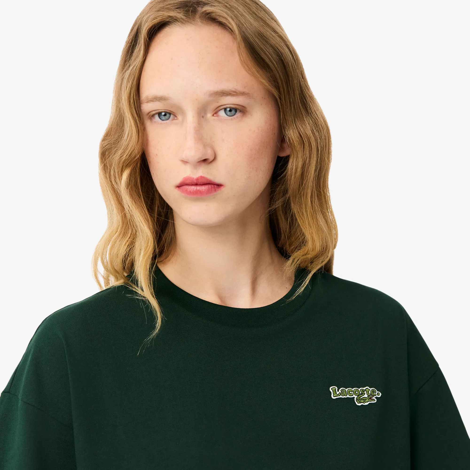 Lacoste Dark Green Embroidered Logo Oversized T-Shirt - Image 2