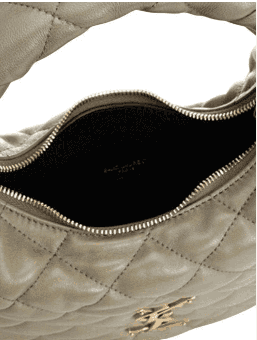 Saint Laurent Textured Leather Half Moon Sling Bag with Quilted - Image 4