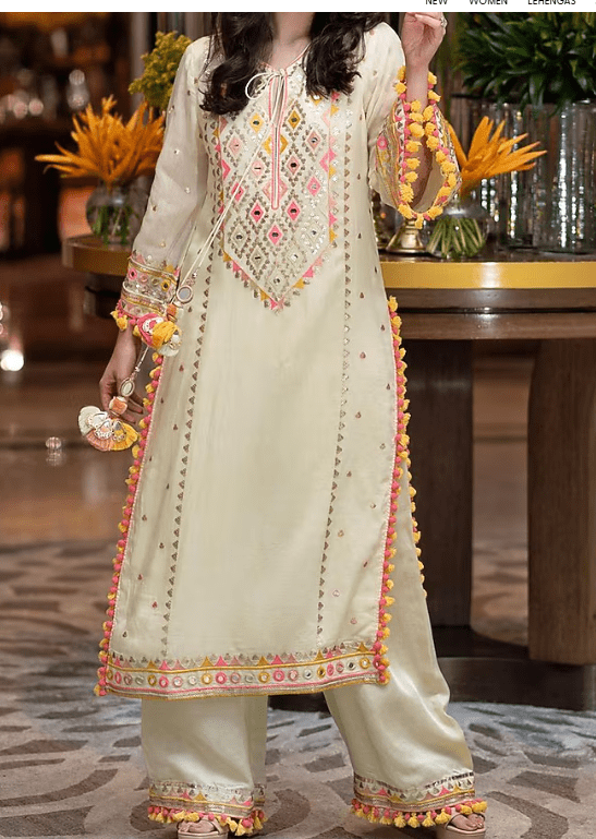 Biba Yellow Embroidered Kurta Palazzo Set with Dupatta - Image 11