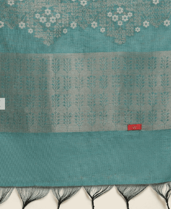 Blue Embellished Kurta, Pants And Jacquard Dupatta Set - Image 6