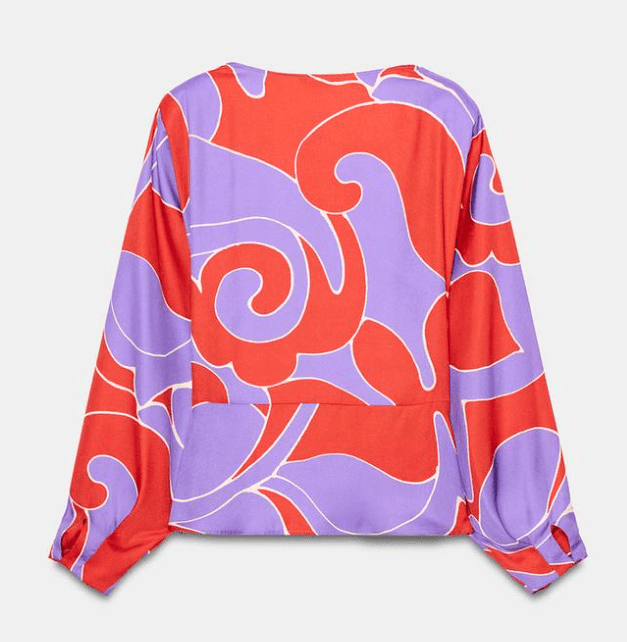 PRINTED SATIN SHIRT WITH SHOULDER PADS - Image 4
